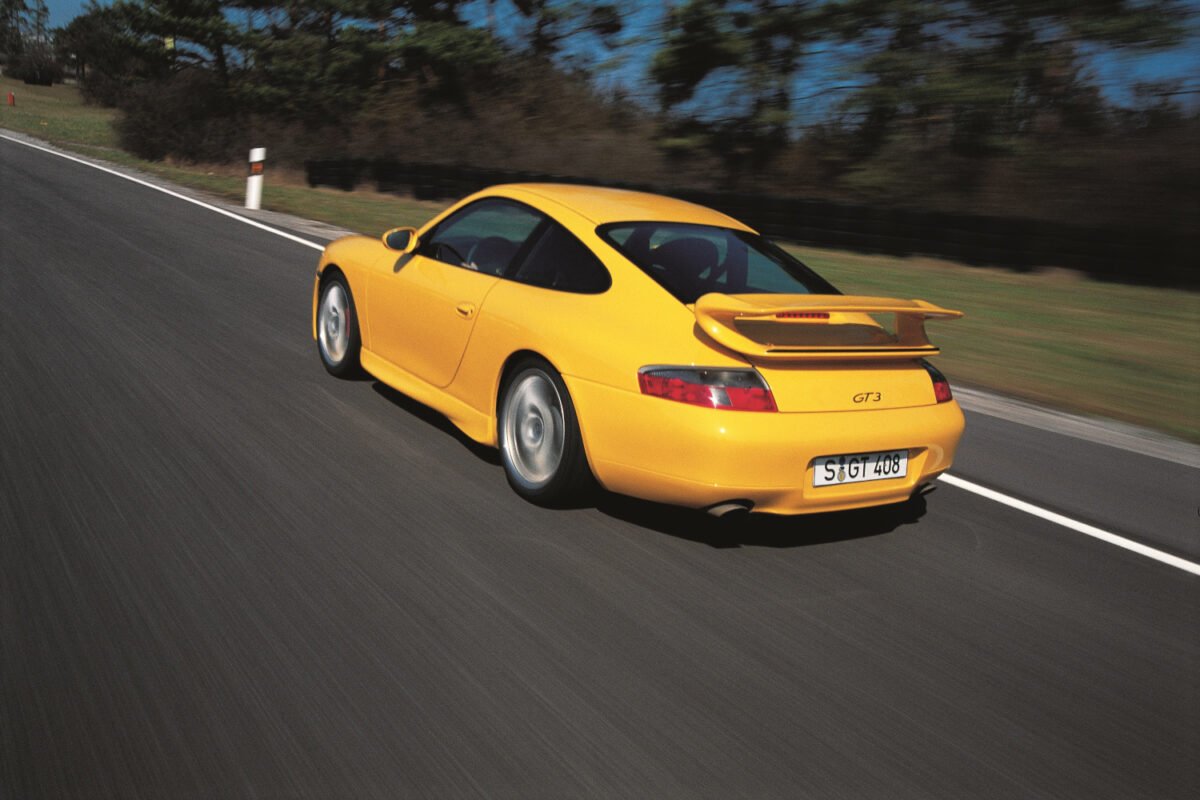 2000 Porsche 911 GT3 on the road rear