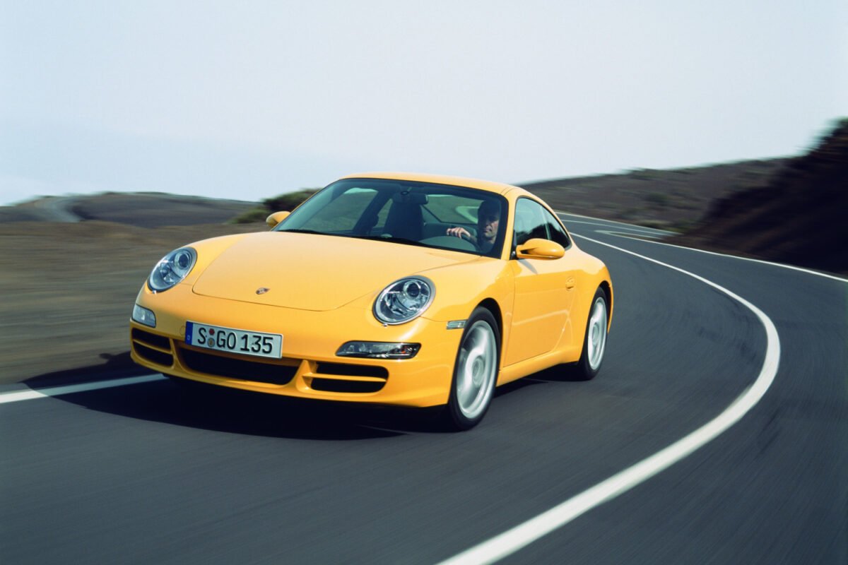 2005 Porsche 911 Carrera Coupe on the road front