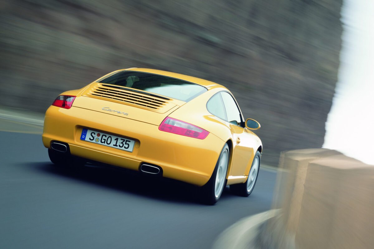 2005 Porsche 911 Carrera Coupe on the road rear