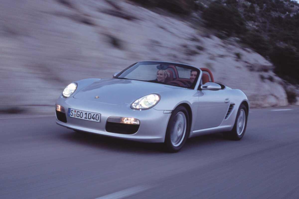 2005 Porsche Boxster on the road front view