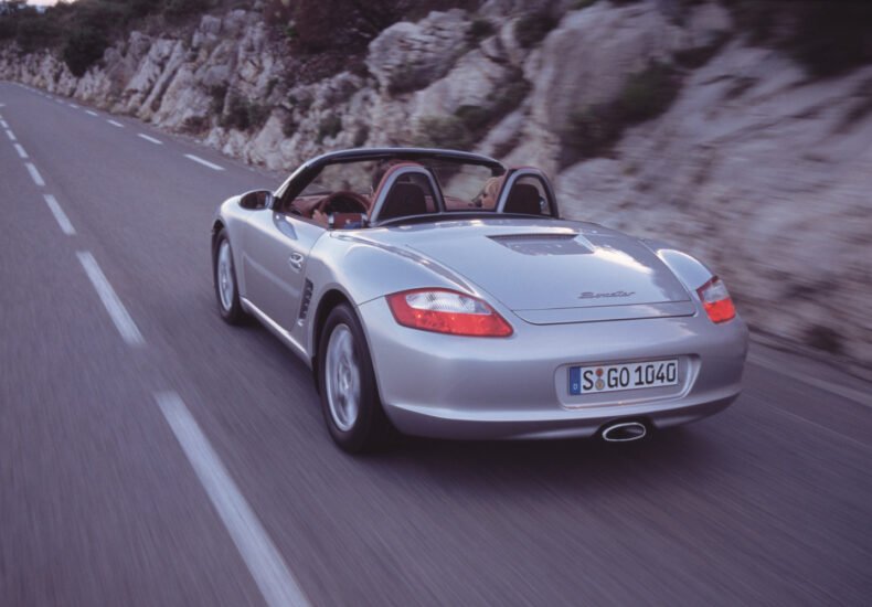 2005 Porsche Boxster on the road rear view