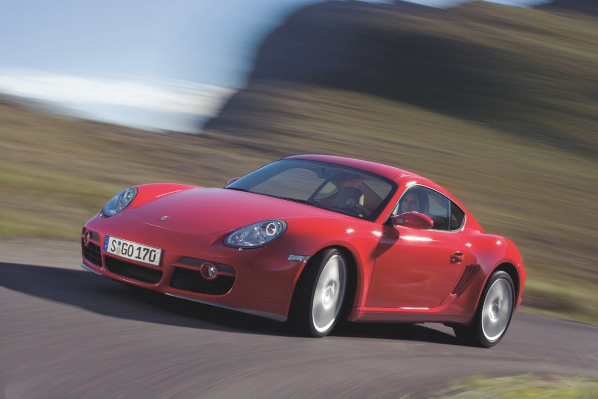 2006 Porsche Cayman S on the road front view