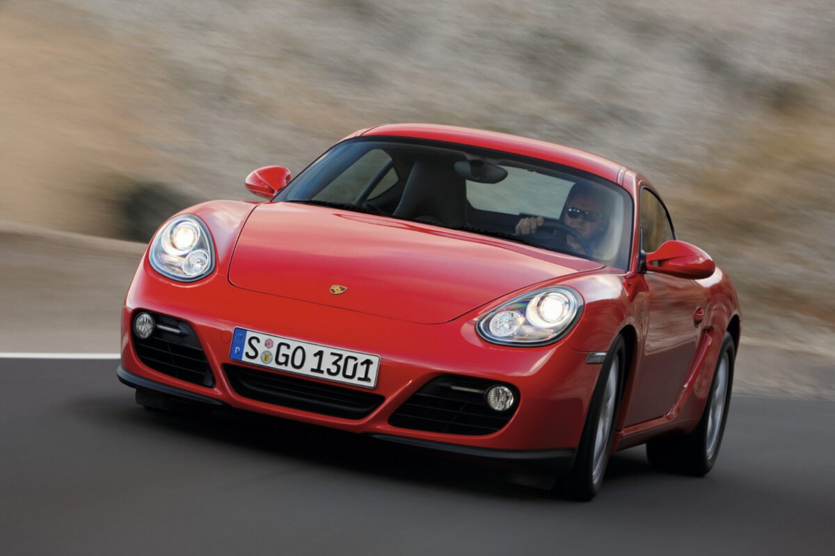 2009 Porsche Cayman on the road front