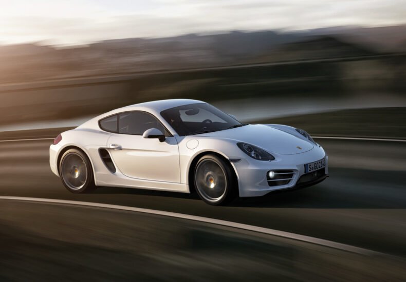 2013 Porsche Cayman on the road