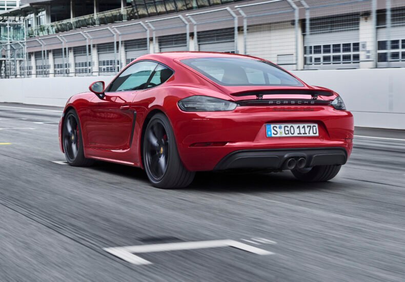 2018 Porsche 718 Cayman GTS at the track rear