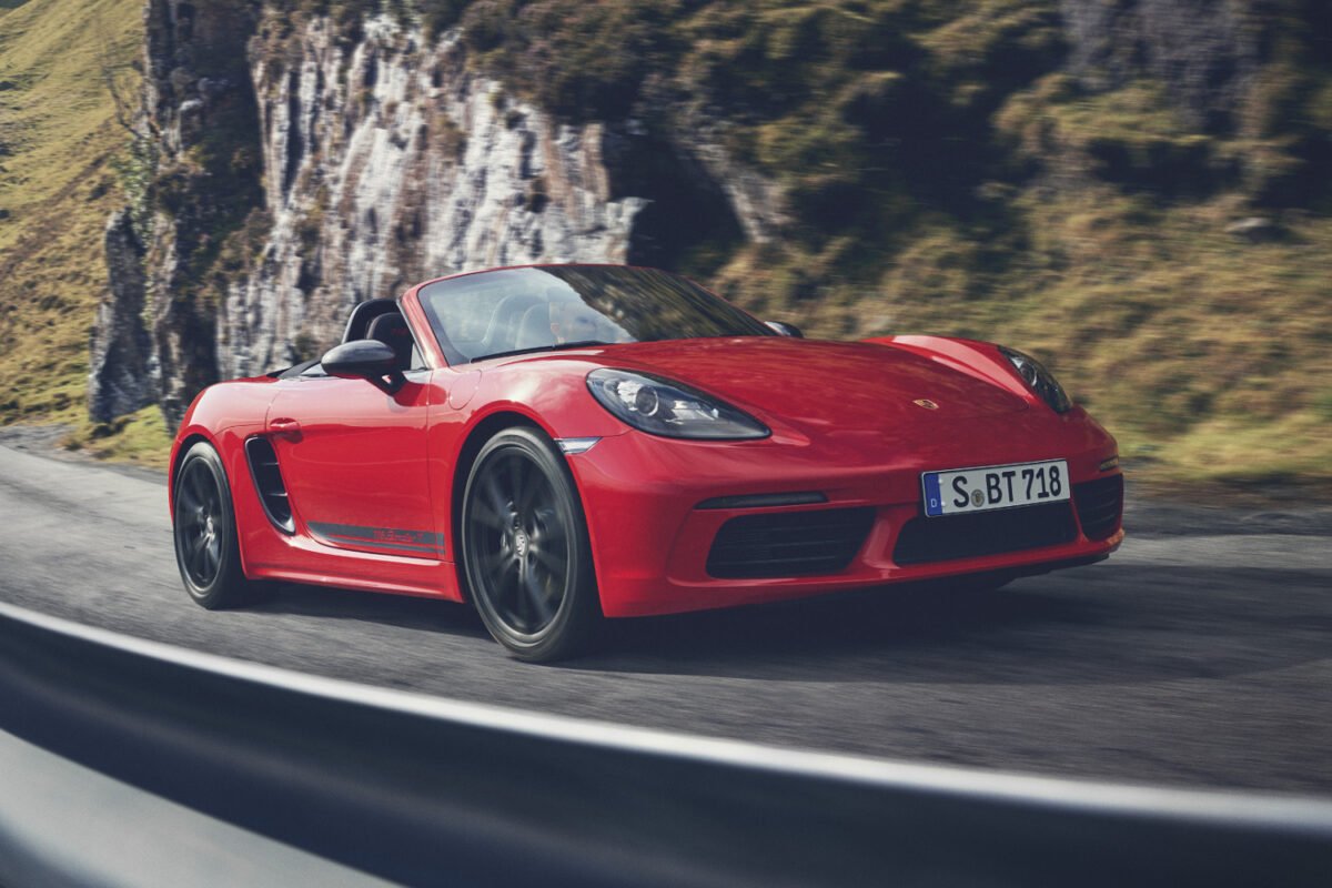 2020 Porsche 718 Boxster T on the road front view