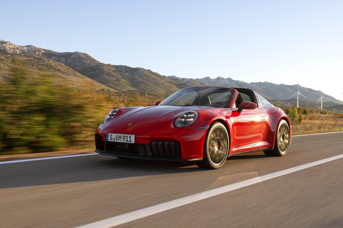 2025 Porsche 911 Targa 4 GTS on the road front view