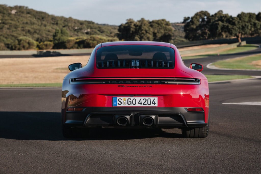 Porsche 911 Carrera 4 GTS Carmine Red rear view