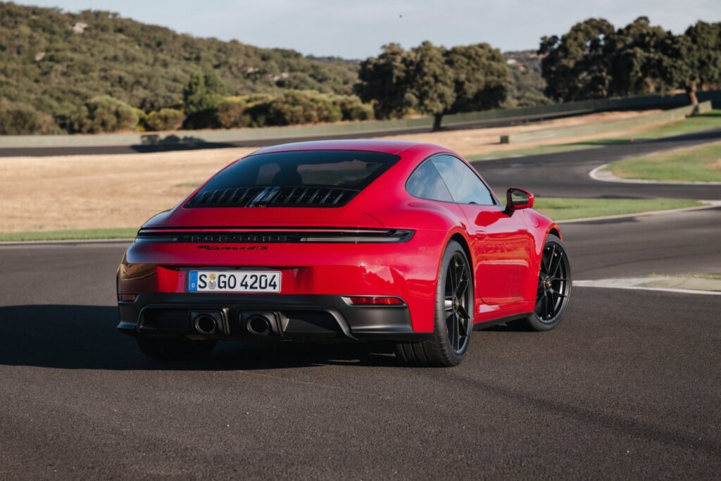 Porsche 911 Carrera 4 GTS Carmine Red rear view